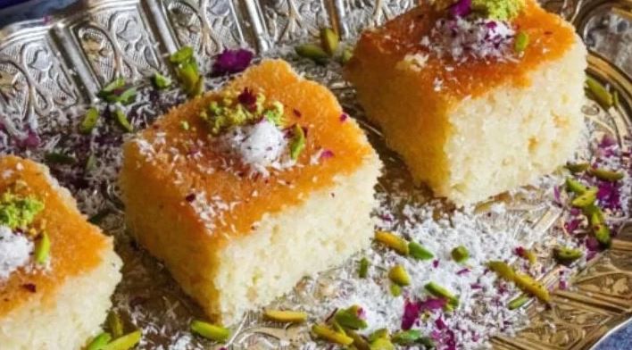 بسبوسه مصری: آموزش تهیه کیک خیس با آرد سمولینا