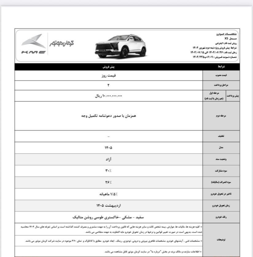 شرایط پیش فروش کراس اوور کی ام سی X5